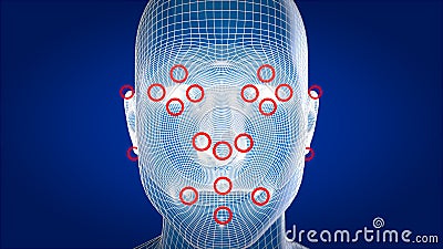 Human xray, human anatomy facial recognition, 3D Illustration Stock Photo