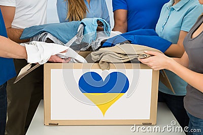 Humanitarian Clothes Aid Charity For Ukraine Stock Photo