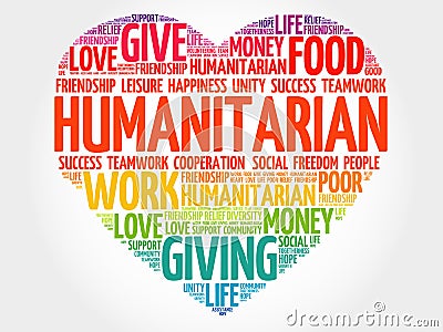 Humanitarian heart word cloud Stock Photo