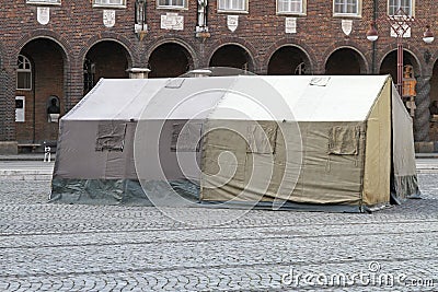 Humanitarian tent Stock Photo