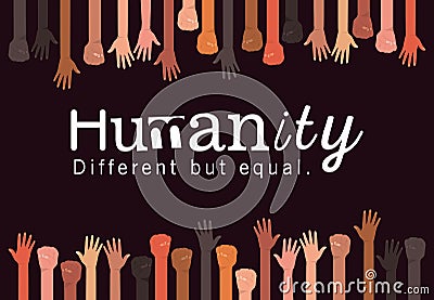 Humanity different but equal and diversity hands up vector design Vector Illustration