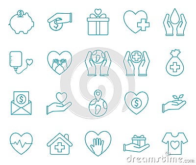 Humanity help line style icon set vector design Vector Illustration