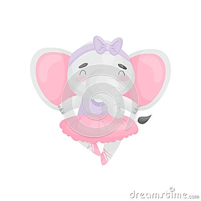 Humanized elephant in a dress ballerina. Vector illustration on white background. Vector Illustration