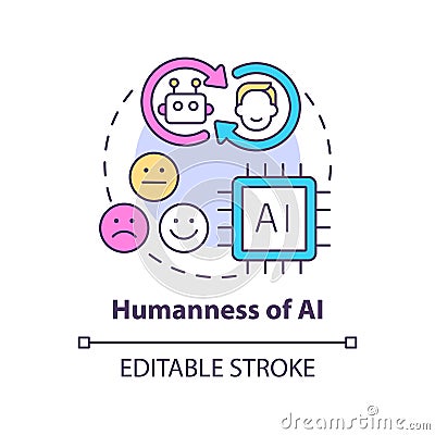 Humanness of AI concept icon Vector Illustration