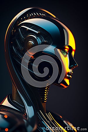 a humanoid cyber robotic with a neural network robot. cyborg that uses ai and ml to process data Stock Photo