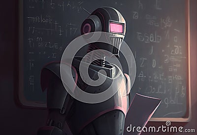 Humanoid education robot teacher Cartoon Illustration