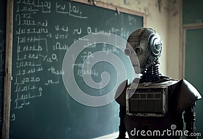 Humanoid education robot teacher Cartoon Illustration