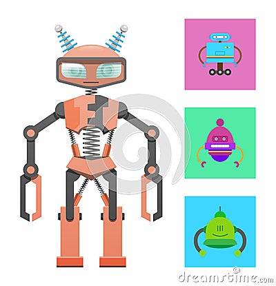 Humanoid Robot, Construction Sample, Color Banner Vector Illustration