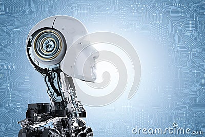 Humanoid robot face Stock Photo