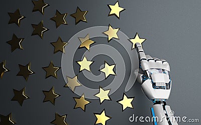 Humanoid Robot Golden Stars Rating Stock Photo