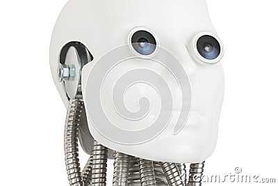 Humanoid robot head on white Stock Photo