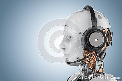 Humanoid robot with headset Stock Photo