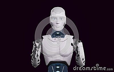 Humanoid robot with metaverse technology concept. 3d render Stock Photo