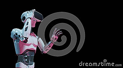 Humanoid robot with metaverse technology concept. 3d render Stock Photo