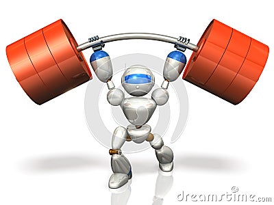 Humanoid robot is possesses superhuman strength. Stock Photo