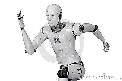 Humanoid robot running Stock Photo