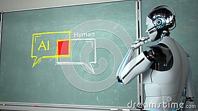 Humanoid Robot Teacher Cartoon Illustration