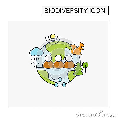 Humans and ecosystem color icon Vector Illustration