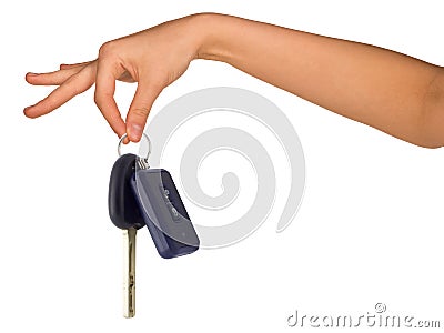 Humans hand holding car keys Stock Photo