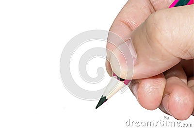 Humans hand holding pencil Stock Photo