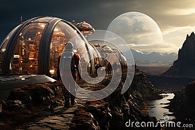 Humans on Mars fascinating concept of interplanetary exploration Stock Photo