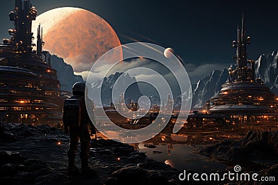 Humans on Mars fascinating concept of interplanetary exploration Stock Photo