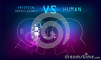 Humans vs Robots Vector Illustration