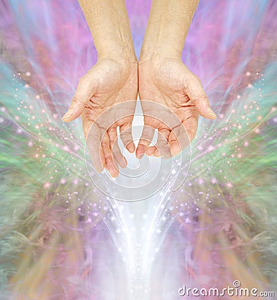 The humble hands of a Spiritual Healing Practitioner Stock Photo