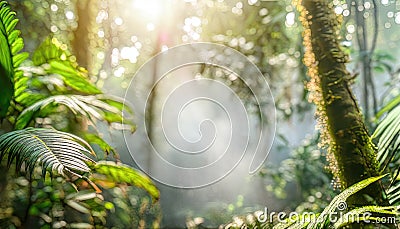 Humid tropical jungle. Generated with AI Stock Photo