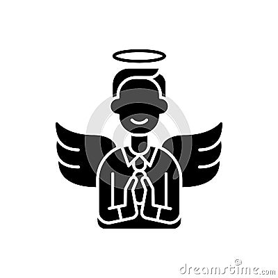 Humility black glyph icon Cartoon Illustration