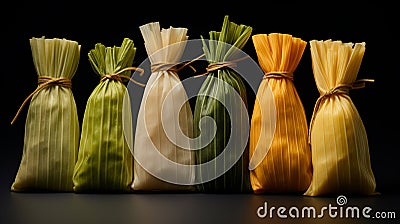 Humitas: Steamed Fresh Corn Delicacy Wrapped in Corn Husks Stock Photo