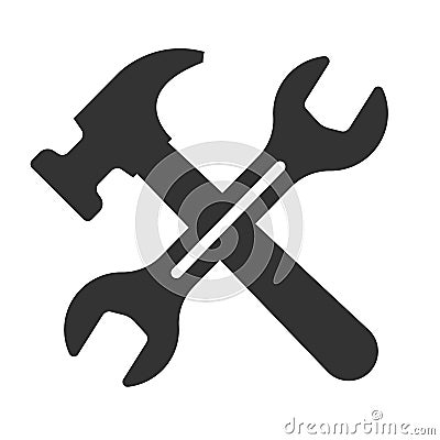 Hummer icon conception with spanner icon, tools icon. vector illustration isolated on white Vector Illustration