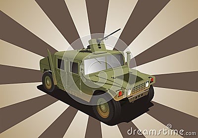Hummer war jeep Cartoon Illustration