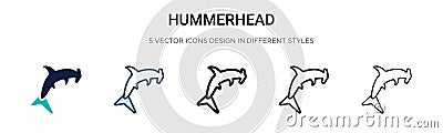 Hummerhead icon in filled, thin line, outline and stroke style. Vector illustration of two colored and black hummerhead vector Vector Illustration