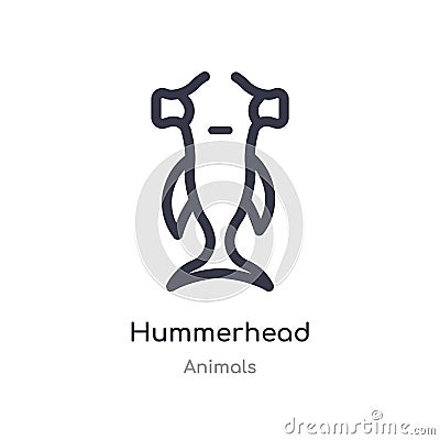 hummerhead outline icon. isolated line vector illustration from animals collection. editable thin stroke hummerhead icon on white Vector Illustration