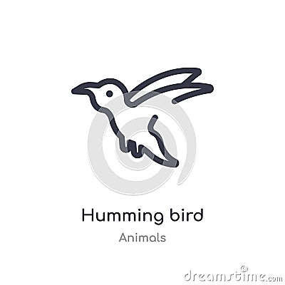 humming bird outline icon. isolated line vector illustration from animals collection. editable thin stroke humming bird icon on Vector Illustration