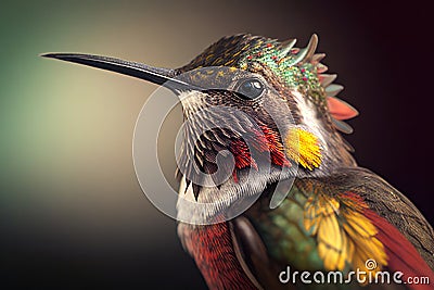 Hummingbird, close up, macro, detailed. Portrait of colorful bird, wildlife Stock Photo