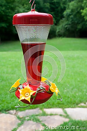 Hummingbird feeder Stock Photo