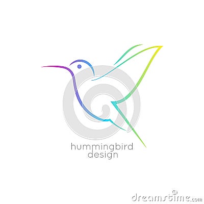 Hummingbird logo design. Colibri bird icon on white background Vector Illustration