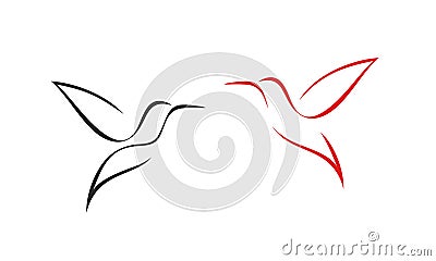 Hummingbird logo. Isolated hummingbird on white background. Outline Vector Illustration