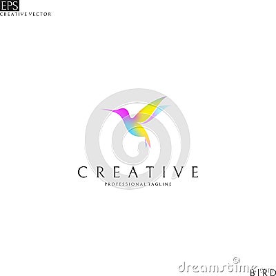 Hummingbird. Logo template. Colorful bird Vector Illustration