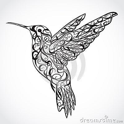 Hummingbird. Tattoo art. Retro banner, invitation, card, scrap booking. t-shirt, bag, postcard, poster Vector Illustration