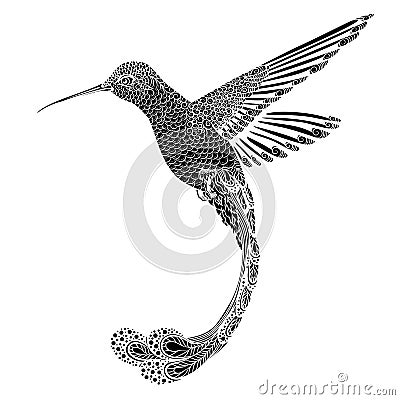 Hummingbird, zentangle style. vector illustration Vector Illustration