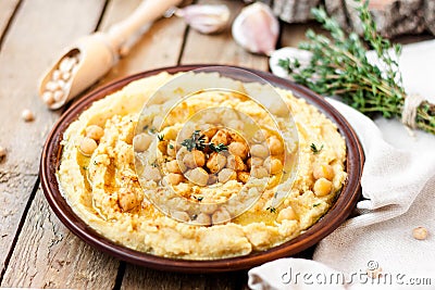 Hummus with chickpeas Stock Photo