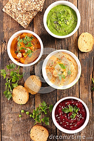 Hummus and dips Stock Photo