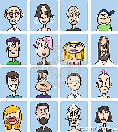 Humor cartoon faces vector collection Vector Illustration