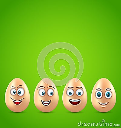 Humor Easter Card with Funny Eggs Vector Illustration