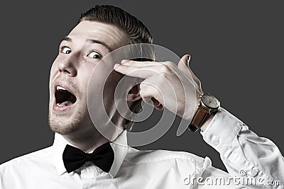 Humor - even shoot yourself! Stock Photo