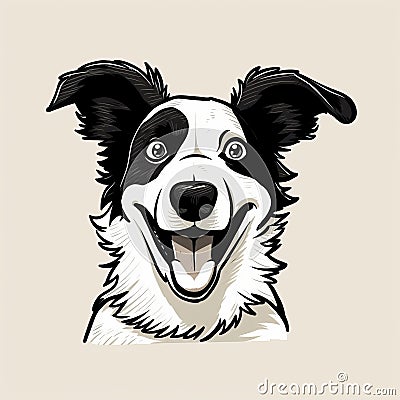 Humorous Border Collie Vector Illustration With Happy Expressionism Stock Photo