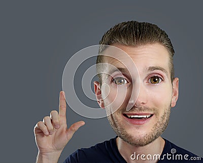 Humorous caricature of a man with an idea Stock Photo